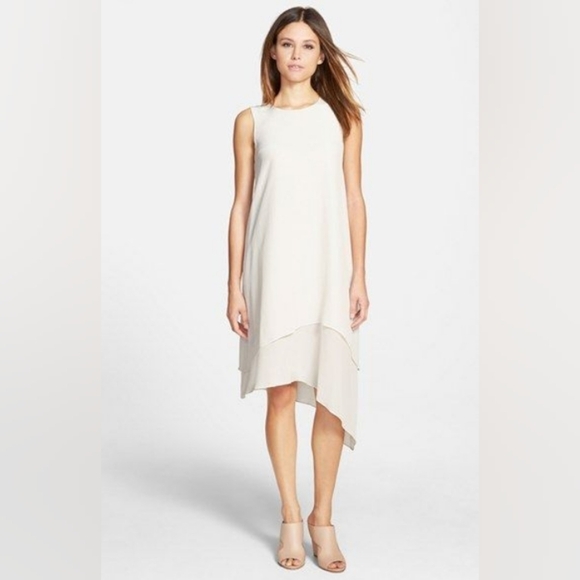 Eileen Fisher Layered‎ Asymmetrical 100%silk Dress, New, No Tags - Picture 2 of 9